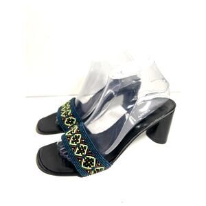 DKNY NEW Beaded Slip On Open Toe Mule 2.5" Block Heel Shoe Size 8.5